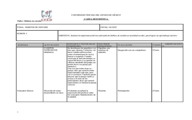 Carta Descriptiva – Modelos Para Cartas