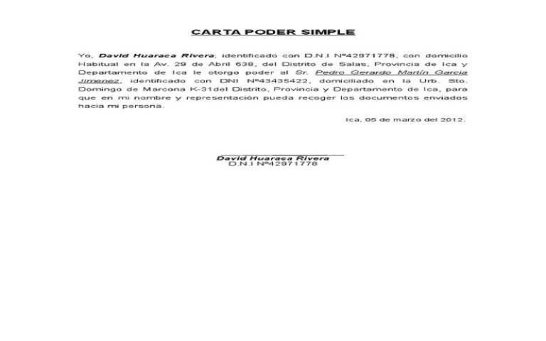 Carta poder – Modelos para cartas