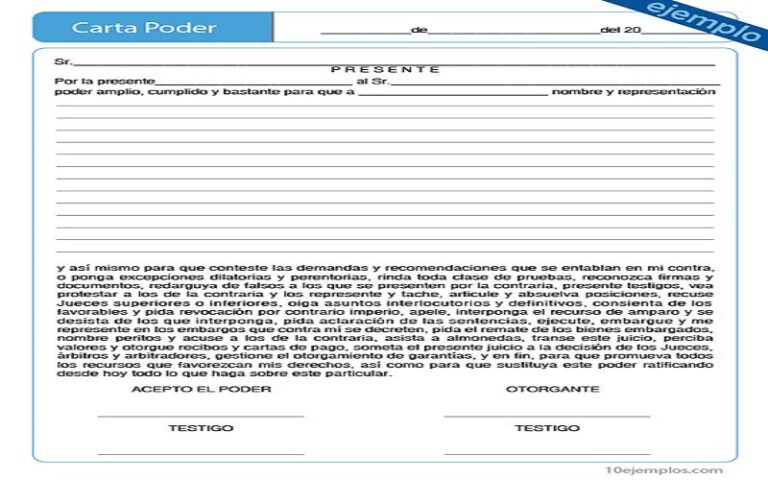 Como llenar carta poder – Modelos para cartas